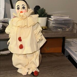 Beige Clown Doll with Red Accents